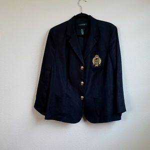 NWOT Ralph Lauren Linen Crested Blazer 16w